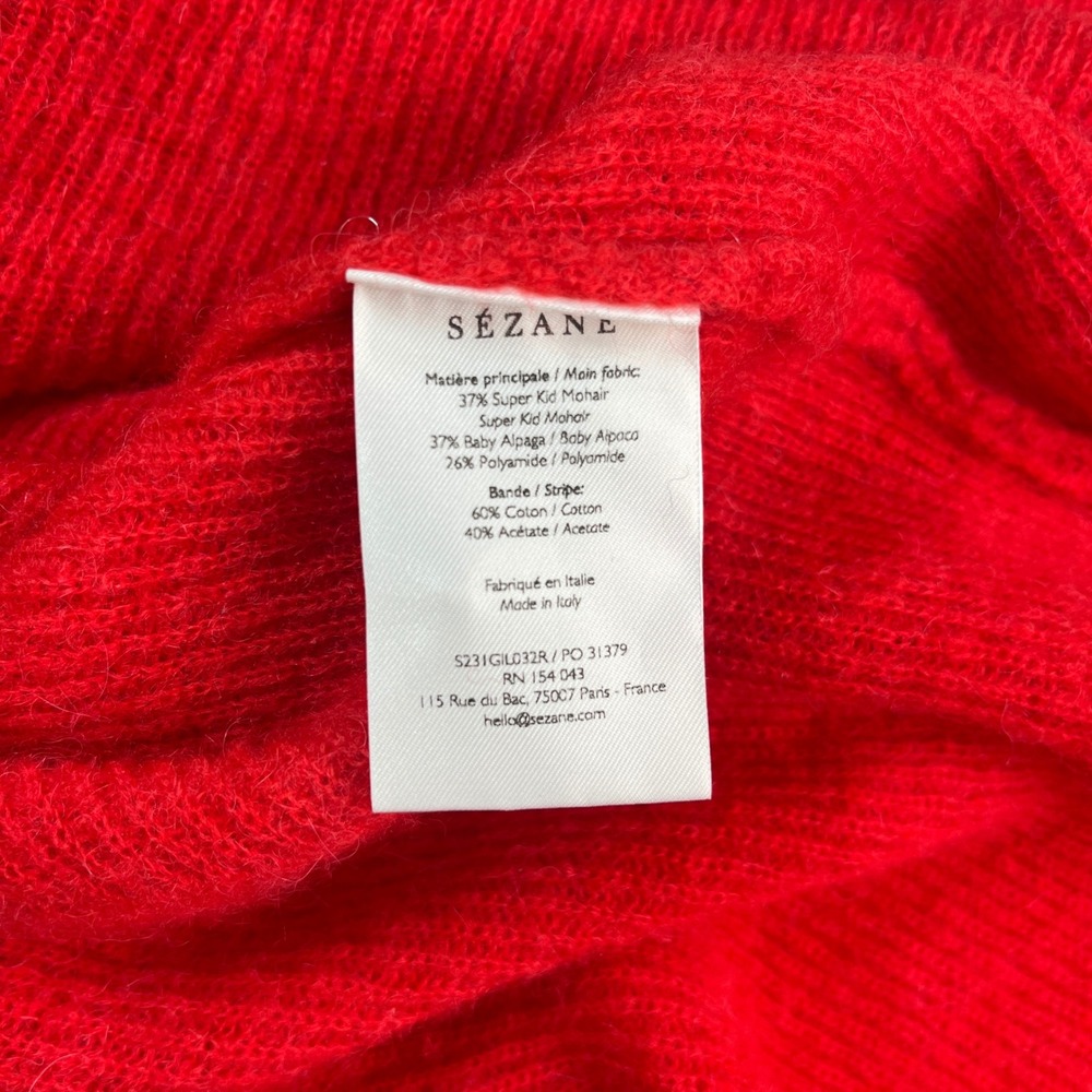 Sezane Barry Cardigan Women's M Reversible Red Mohair Alpaca V-Neck Oversized - Picture 4 of 14